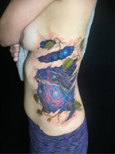 dragon ivy vines galaxy space color tattoo