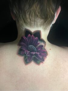 flower 3d back coverup color tattoo