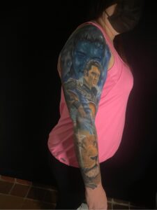 elvis presley space galaxy lion of judah cross color tattoo