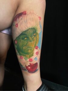 grinch christmas lights ornament color tattoo