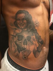 skull girl woman bonnie and clyde tattoo