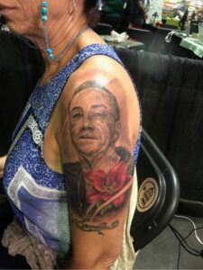 memorial portrait flower color tattoo