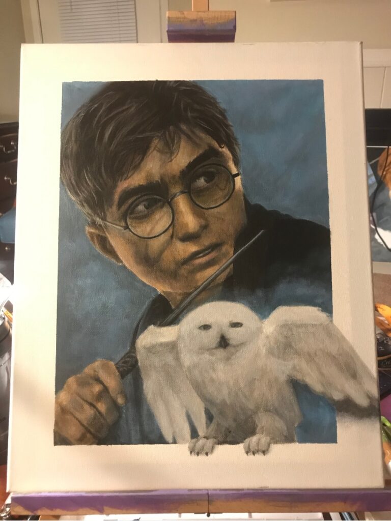 harry potter hedwig acrylic painting