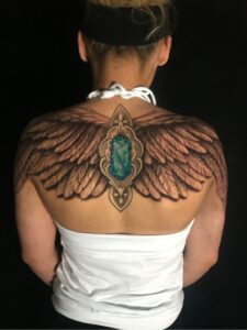 back tattoo wings gem ornamental