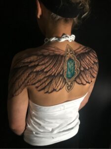 back tattoo wings gem