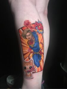 captain marvel superhero tattoo color